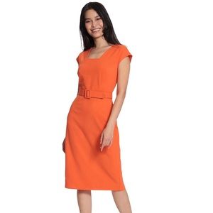 Maggy London Belted Sheath Midi Dress